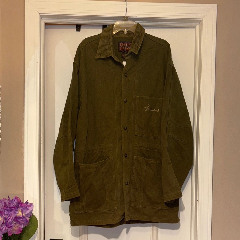 Trutus Jeans Streetwear Oversized Chore Jacket with Corduroy - men's Large